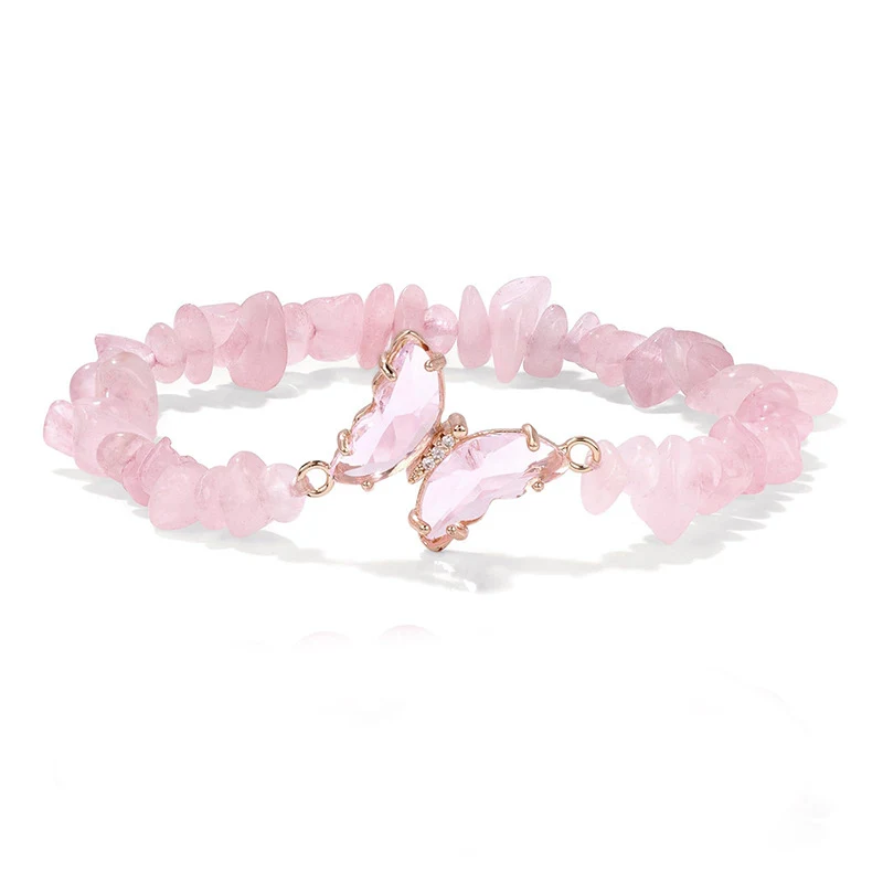 Pulseira de borboleta de cristal elegante com ametista natural, adiciona charme e sofisticação ao seu visual. — foto 1