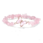 Pulseira de borboleta de cristal elegante com ametista natural, adiciona charme e sofisticação ao seu visual. — foto 1