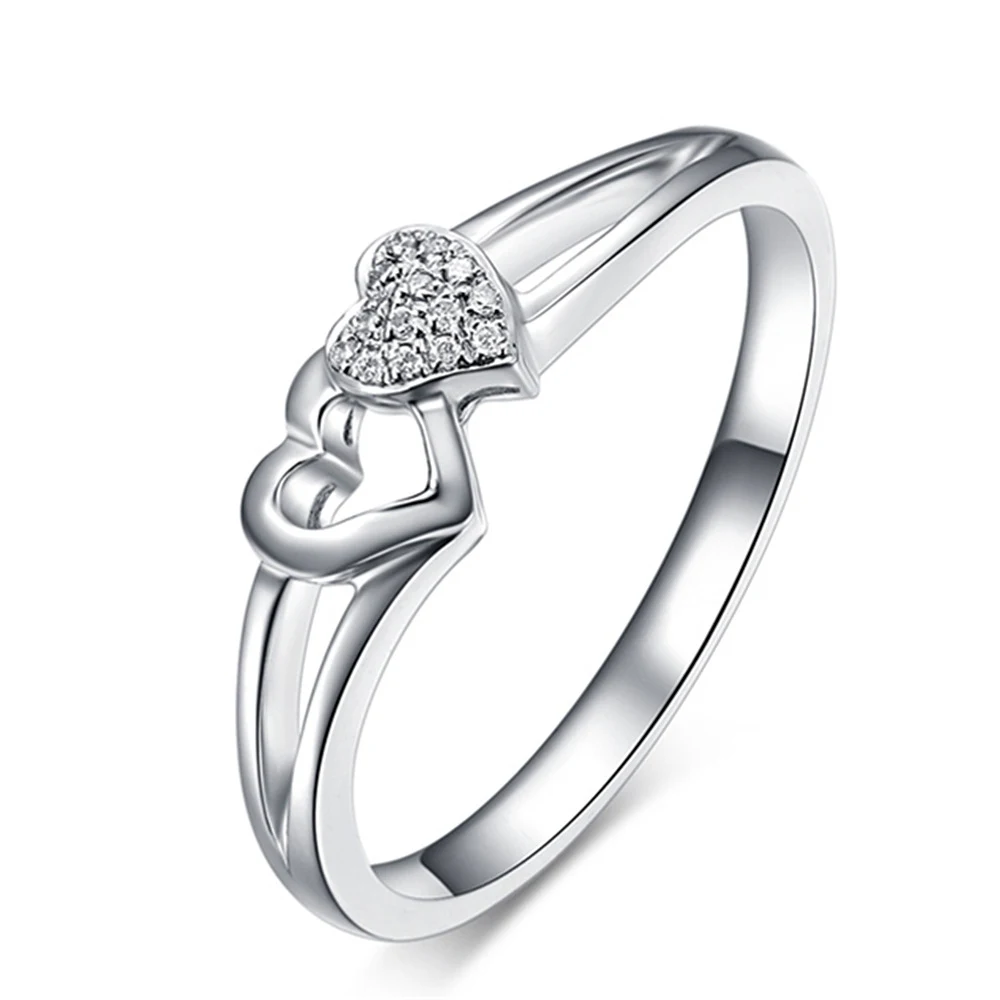 Anéis em formato de coração com strass e zircônia para casais, design vazado, ornamento de coração, ideal para presentear com amor. — foto 1
