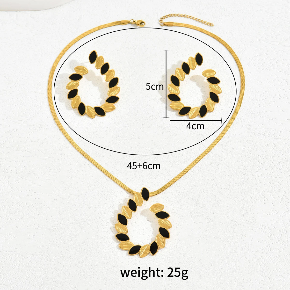 Conjunto de brincos e colar feminino folhas design exclusivo Ideal para presente Ocasiões especiais Jóias elegantes — foto 5