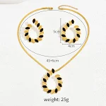 Conjunto de brincos e colar feminino folhas design exclusivo Ideal para presente Ocasiões especiais Jóias elegantes — foto 5