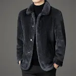 Heren winterjas van gouden nertsenleer en wol met revers, voor middelbare leeftijd, perfect voor warmte en stijl in de winter. — foto 8