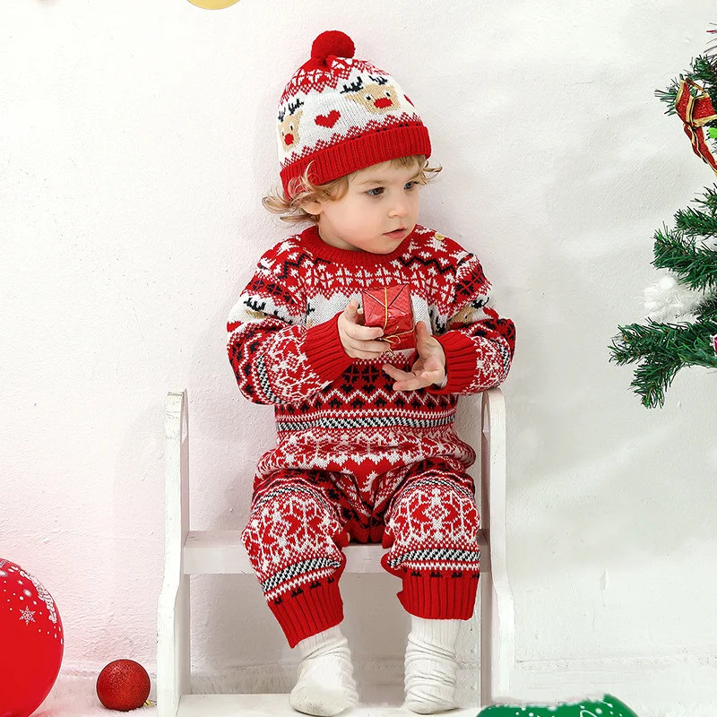 Title 2, Lange Mouw Rendier Onesie Romper Jumpsuit Kerst...