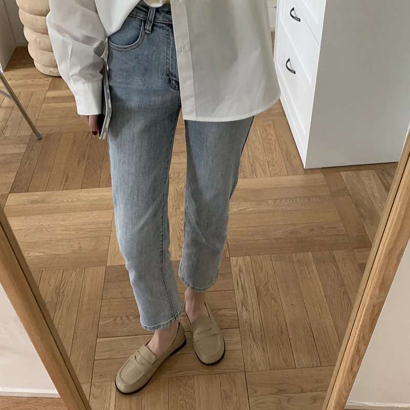 Title 1, Dames lichtgekleurde gewassen slim fit jeans. S...