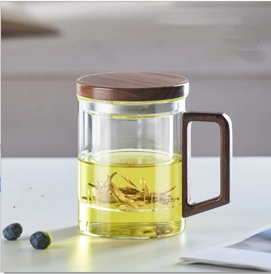 Wooden Handle High Borosilicate Transparent Glass Tea Cup. Enjoy your tea with clarity and elegance. Perfect for showcas — photo 4