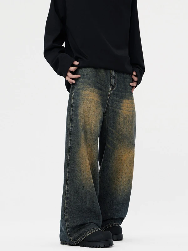 Koreaanse rechte jeans voor heren Comfortabele pasvorm, moderne look, veelzijdig te combineren voor een stijlvolle uitstraling. Bestel nu! — foto 1