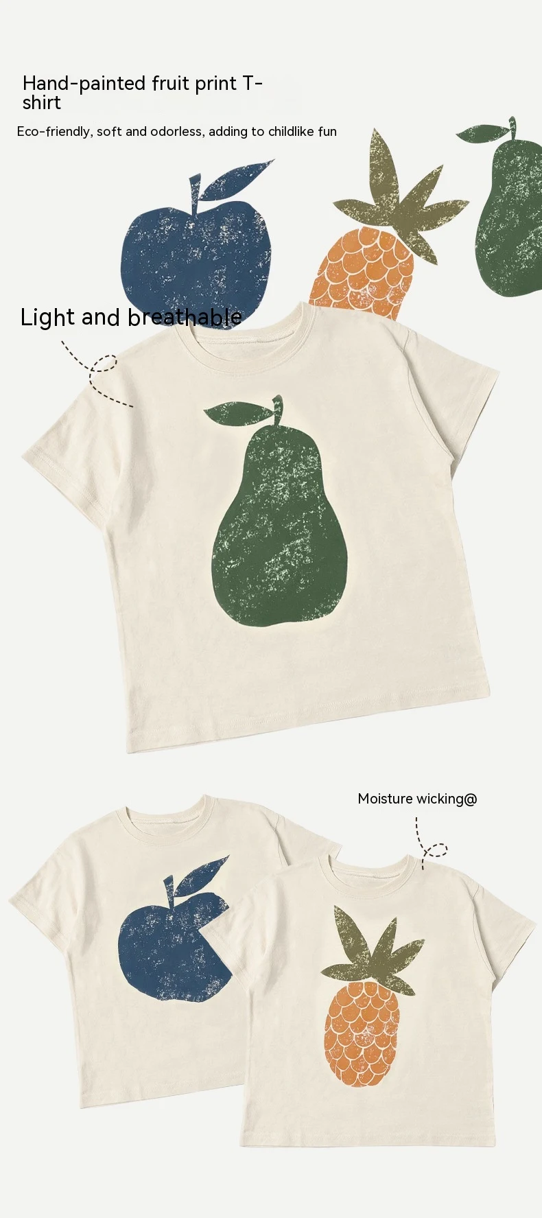 Roupas de verão de algodão com estampa de frutas Manga curta Conforto e estilo para o verão Leve e respirável Perfeita para dias quentes — foto 8
