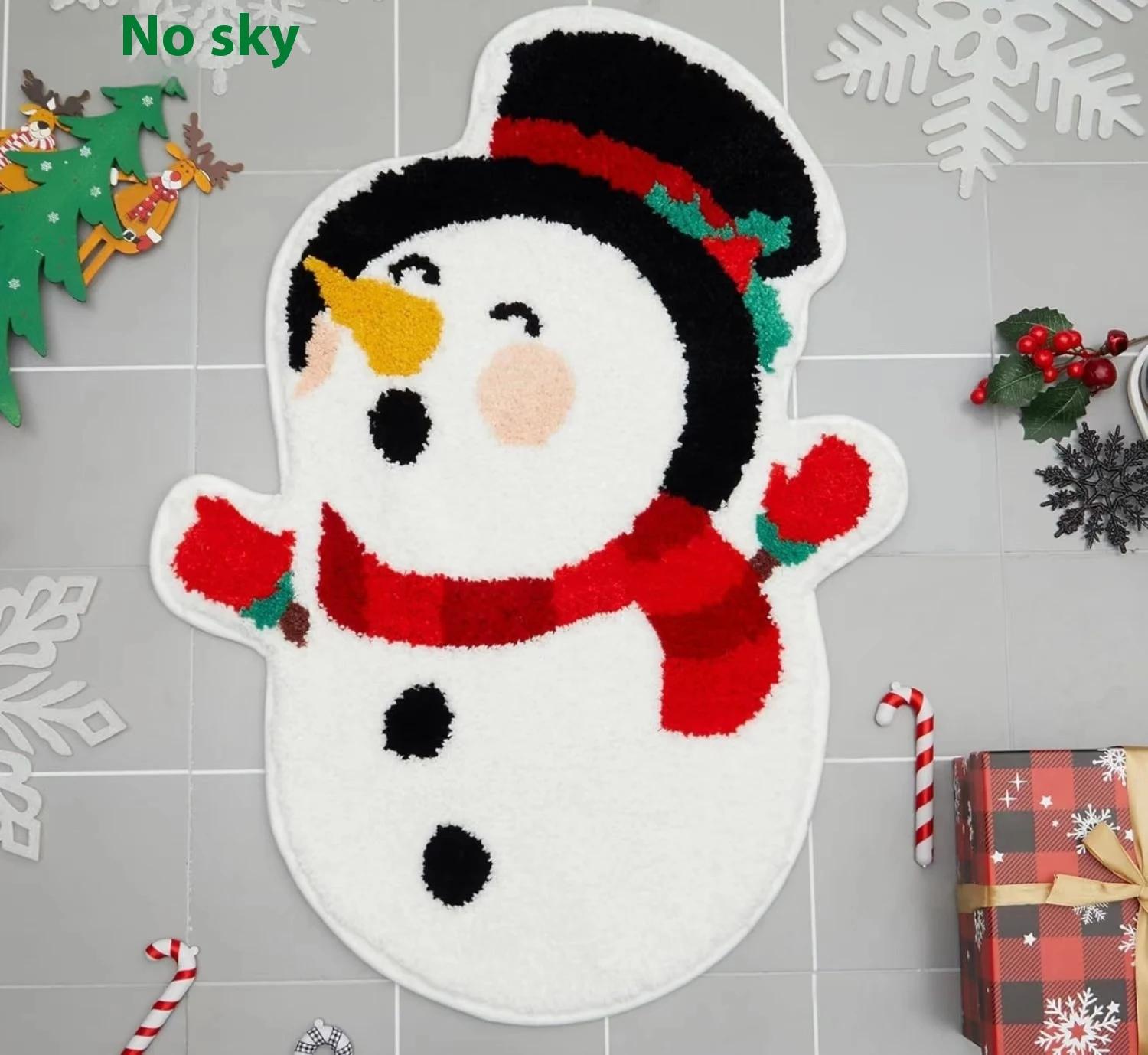 Title 3, Cartoon Christmas Tree Cashmere Carpet, Non-sli...