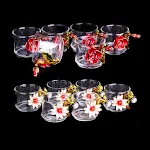 Heat-Resistant Crystal Glass Kung Fu Tea Set for Black & Flower Tea, Enamel Color Flower Tea Cups. Elevate your tea expe — photo 2