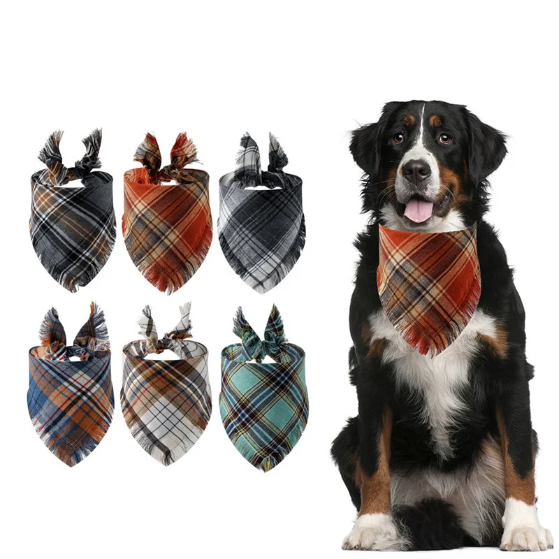 Title 5, Plaid Tassel Triangle Scarf for Pet Dogs, a sty...