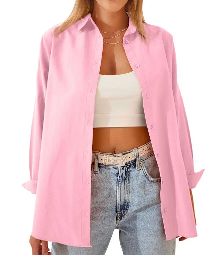Title 2, Camicia Giacca da Donna Manica Lunga Blusa Bott...