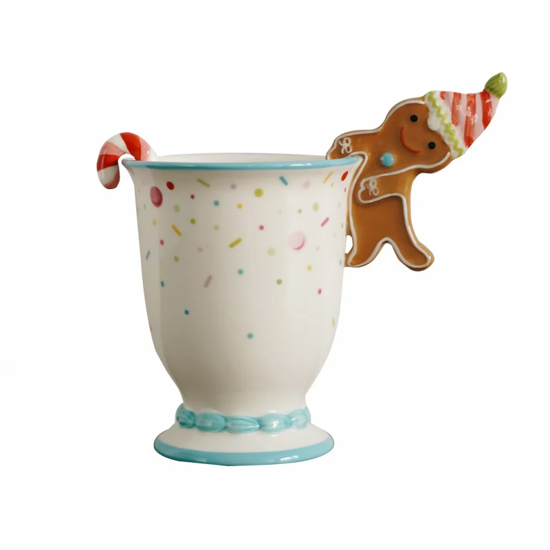 Title 5, Hand Painted Gingerbread Man Ceramic Water Cup,...
