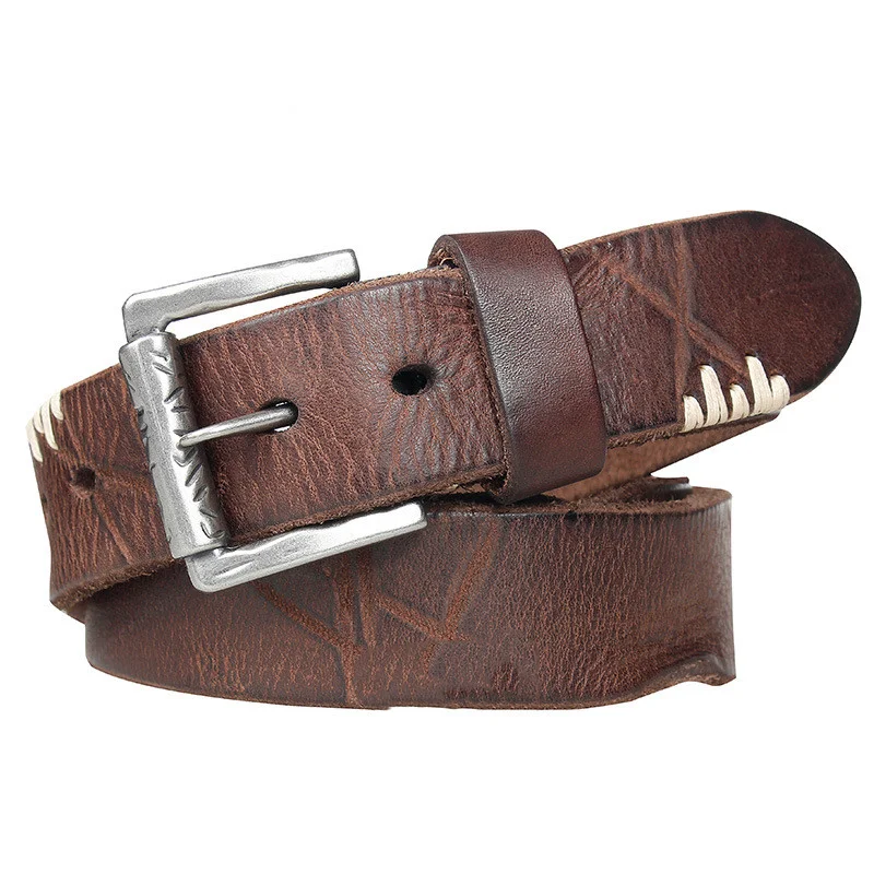 Title 1, Mens First Layer Cowhide Washed Retro Belt
