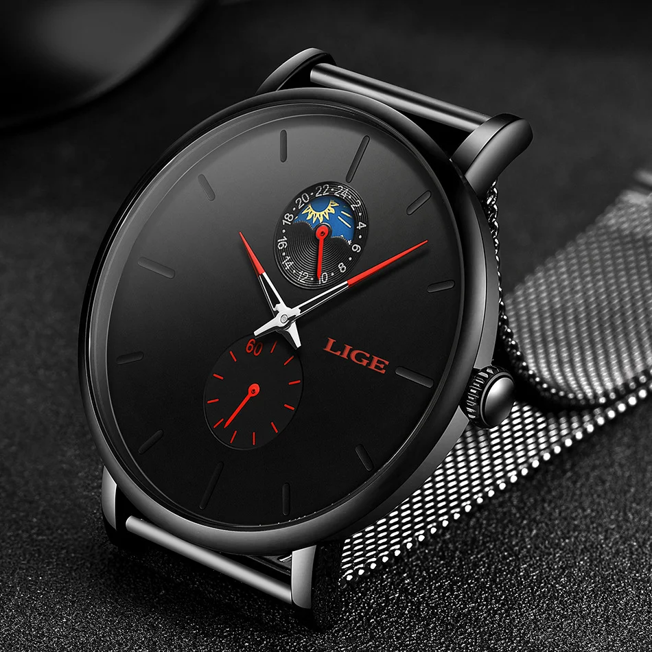 Relógio masculino luminoso com pulseira de malha novo. Ideal para uso diário e noturno, combina estilo moderno com excelente visibilidade. — foto 6