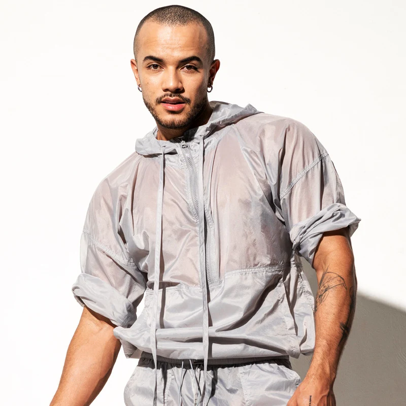 Semi-transparent light gray sexy mid-sleeve coat for a sophisticated look. Combines elegance and a touch of allure. Perf — photo 2