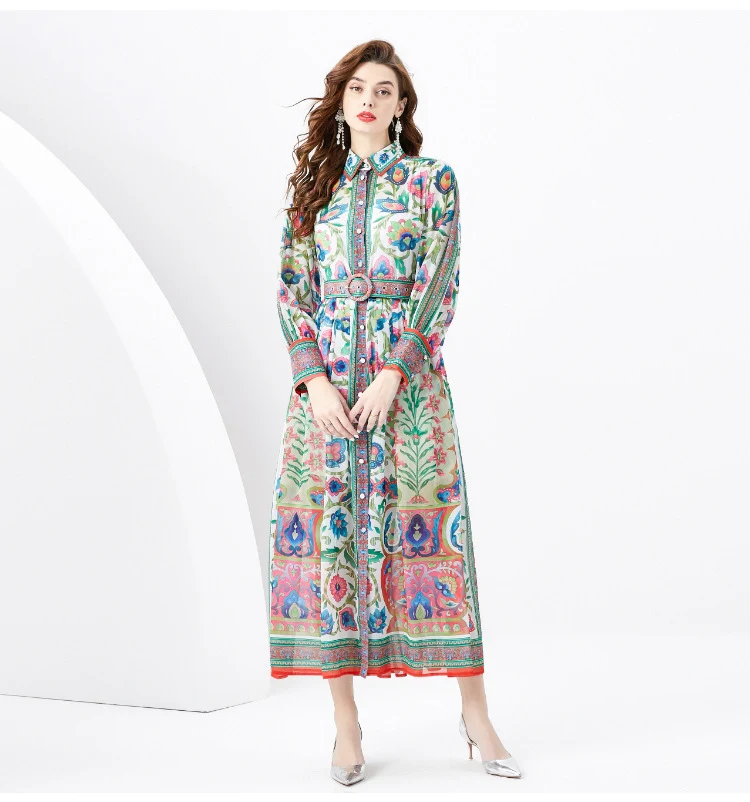 Title 11, Breasted Slim-fit Long Print Holiday Dress