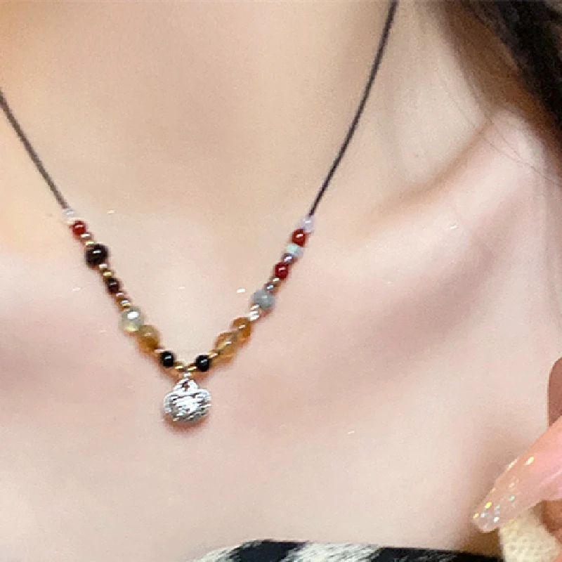 Colar de borboleta com contas vintage feminino, corrente de suéter de verão, corrente de clavícula, leve e elegante. — foto 73