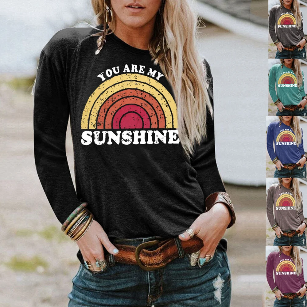 Letter Print Crew Neck Short Sleeve Long Sleeve T-Shirt — photo 1
