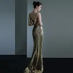 Vestido de noite cauda de peixe feminino Elegante com lantejoulas para reunião anual Sexy sem costas — foto 4