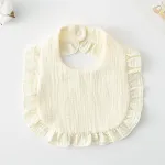 Babador de bebê de gaze estampada de algodão com babados e renda, macio e absorvente, ideal para alimentação e dentição do bebê. — foto 77
