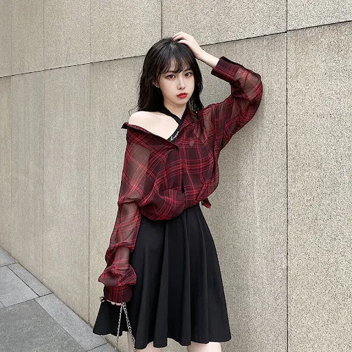 Title 5, Womens Sexy Sun Protection Clothing Plaid Shirt