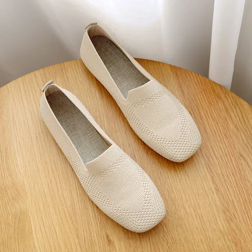 Title 2, Platte Schoenen Vierkante Neus Gebreide Zachte ...