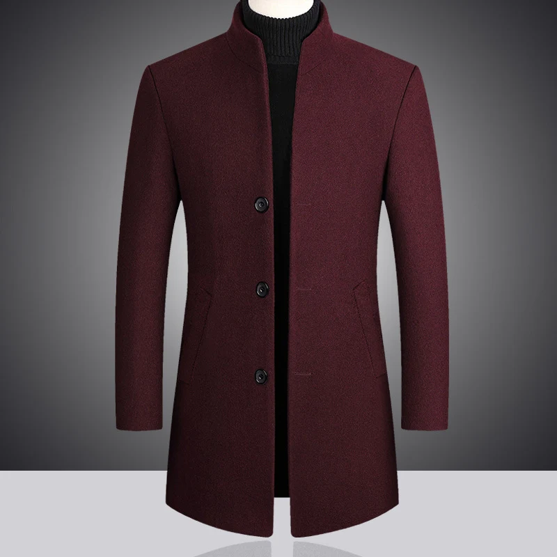 Casaco de Lã Coreano Masculino Outono Inverno Grosso Aconchegante Jaqueta Sobretudo Longo Estilo Coreano Roupa Masculina Casual — foto 2