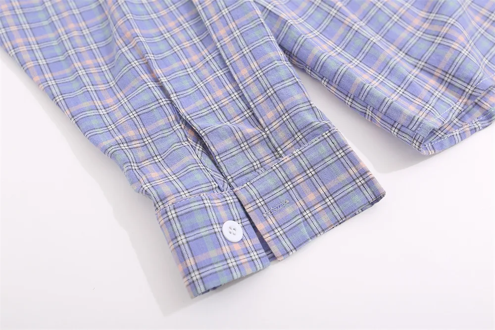 Title 10, Fine Plaid Long-sleeved Shirt Casual Loose Pers...
