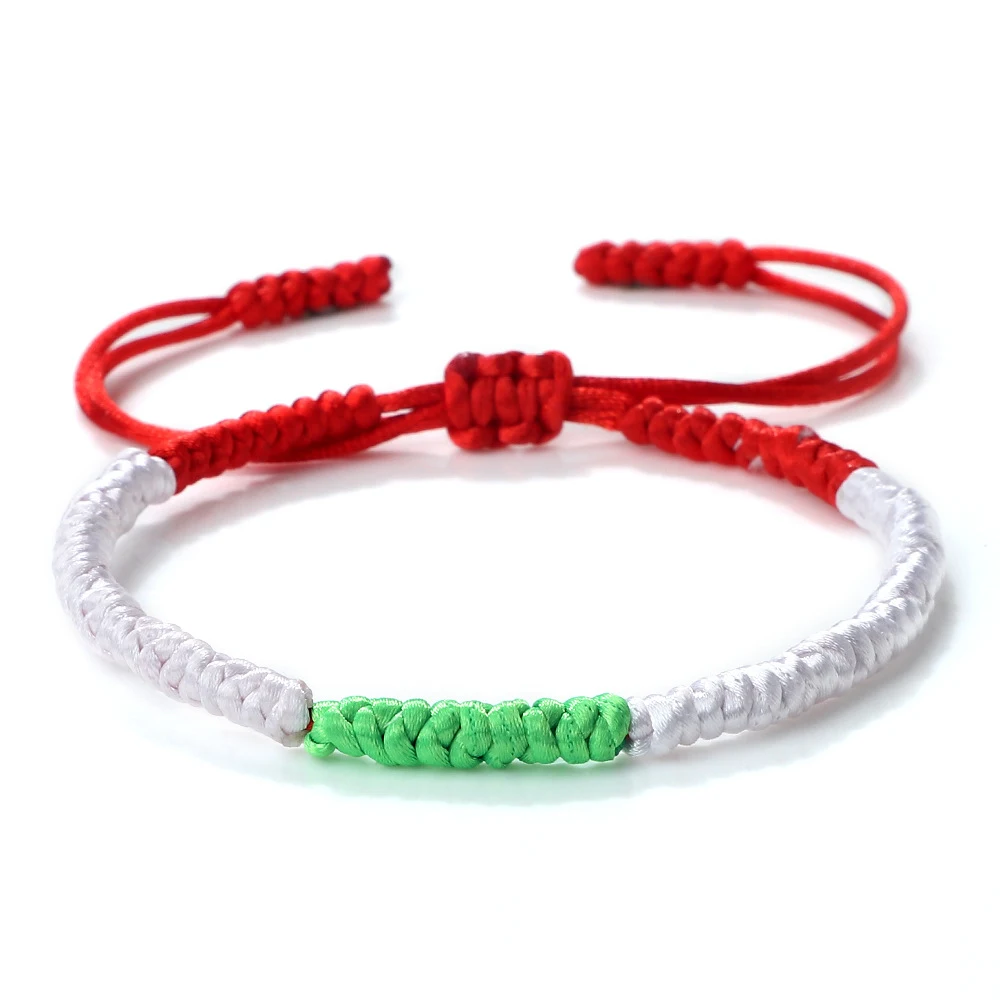 Bracelet de main tissé avec nœud Jin Gang rouge, combinaison créative, couleurs de drapeau simulées, bijou intervalle unique. — photo 9