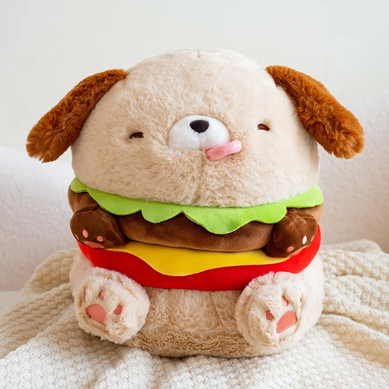 Boneca de cachorro de desenho animado com design de cachorro-quente e hambúrguer, brinquedo criativo e macio para crianças, perfeito para abraçar. — foto 8