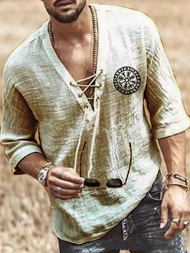 Title 6, Mens Printed Chest Tie Mid Sleeve T-Shirt Shir...