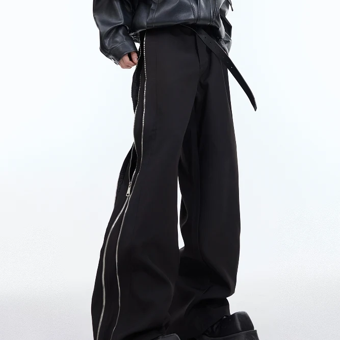 Calça Casual Ocidental Justa com Design de Zíper Duplo Camadas e Desconstrução Niche para Conforto e Estilo Moderno — foto 1