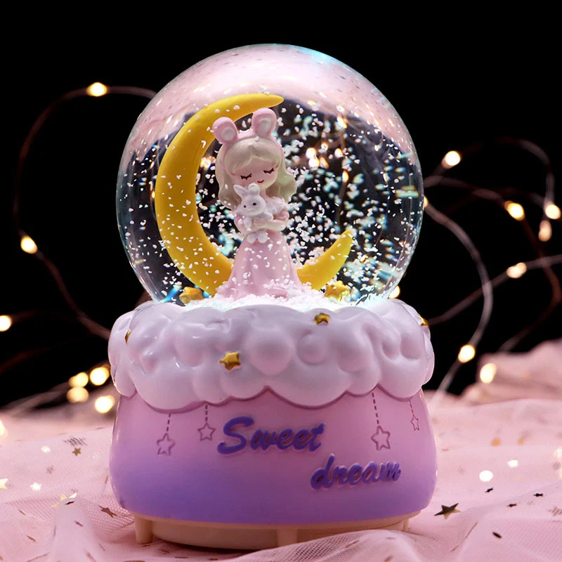 Enfeites de desenho animado Caixa de música Bola de cristal Princesa da Lua Presente encantador Melodias mágicas e design cativante. — foto 6