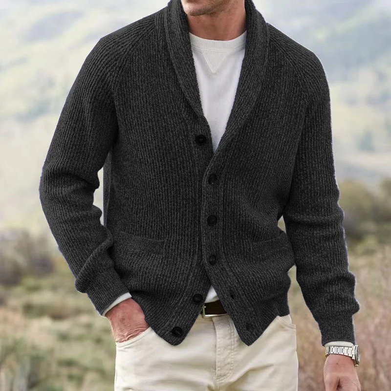 Title 5, Mens Lapel Multi-button Thickening Cardigan Co...