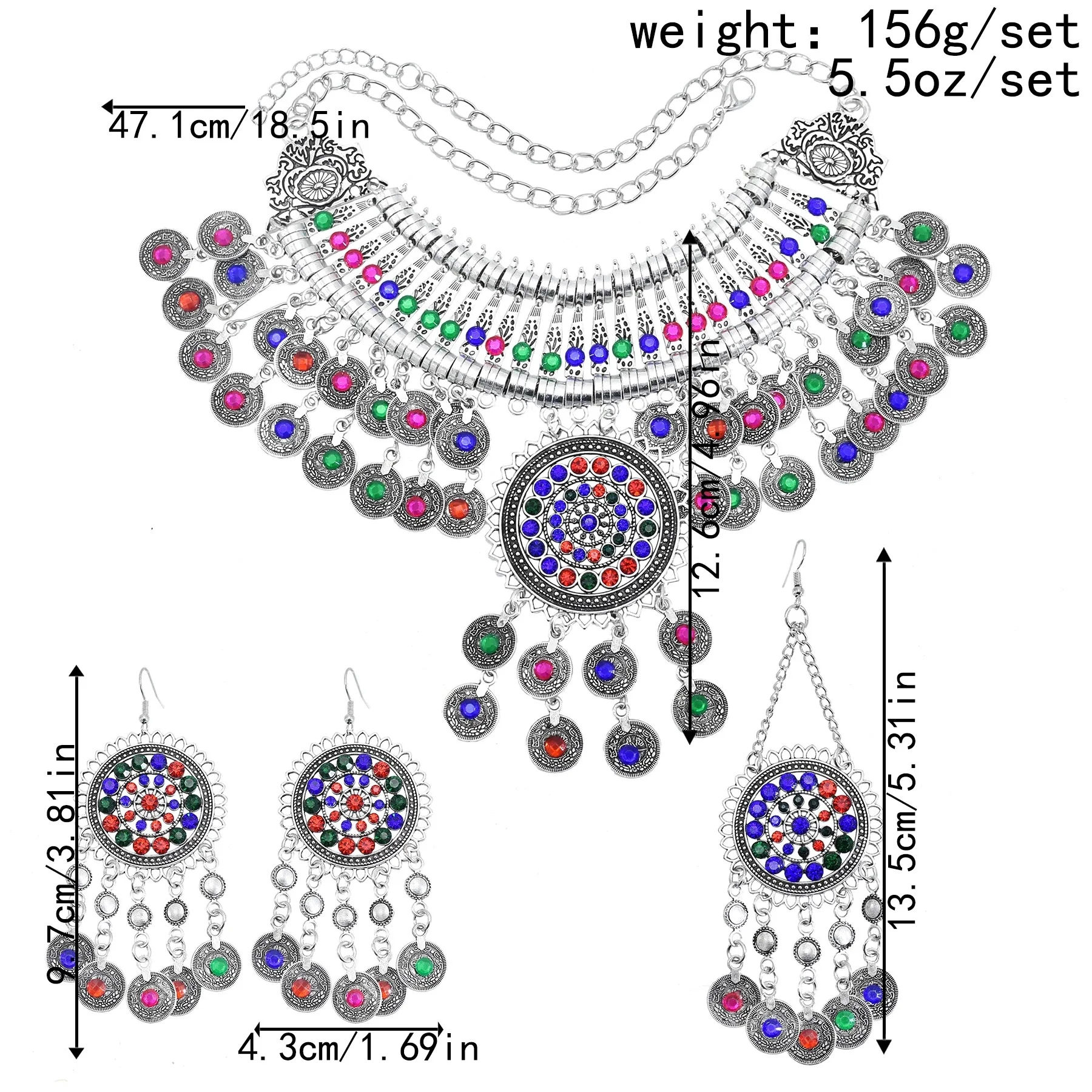 Conjunto Boho Vintage de Colar, Brincos e Tiara, Adicione um Toque Boho Charmoso e Elegante ao Seu Visual em Festas e Eventos Especiais. — foto 7