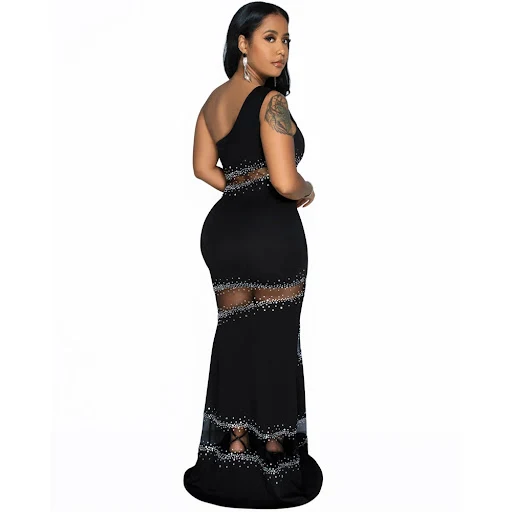 Title 13, Tribute Stitching Rhinestone Solid Color Dress