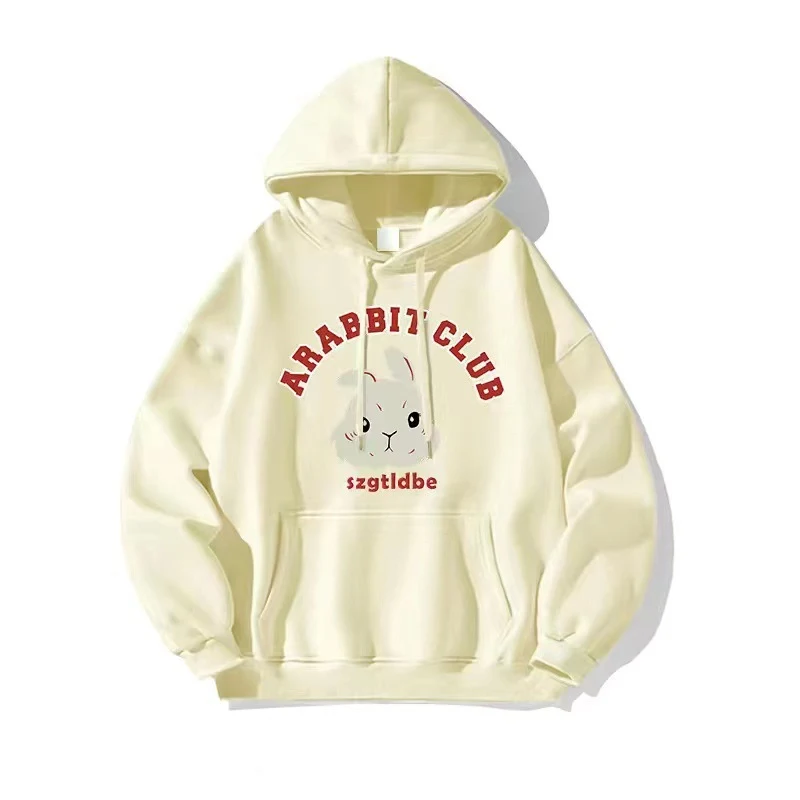Moletom feminino com capuz e estampa de coelho para outono e inverno, confortável e estiloso, ideal para o dia a dia. — foto 3