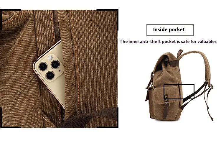 Title 10, Mochila de lona retrô resistente ao desgaste. P...