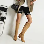 Women's V Cut Western Cowboy Boots High Heel Pointed Toe Knight Boots Below Knee Slim High - Stylish and Comfortable Wes — photo 82