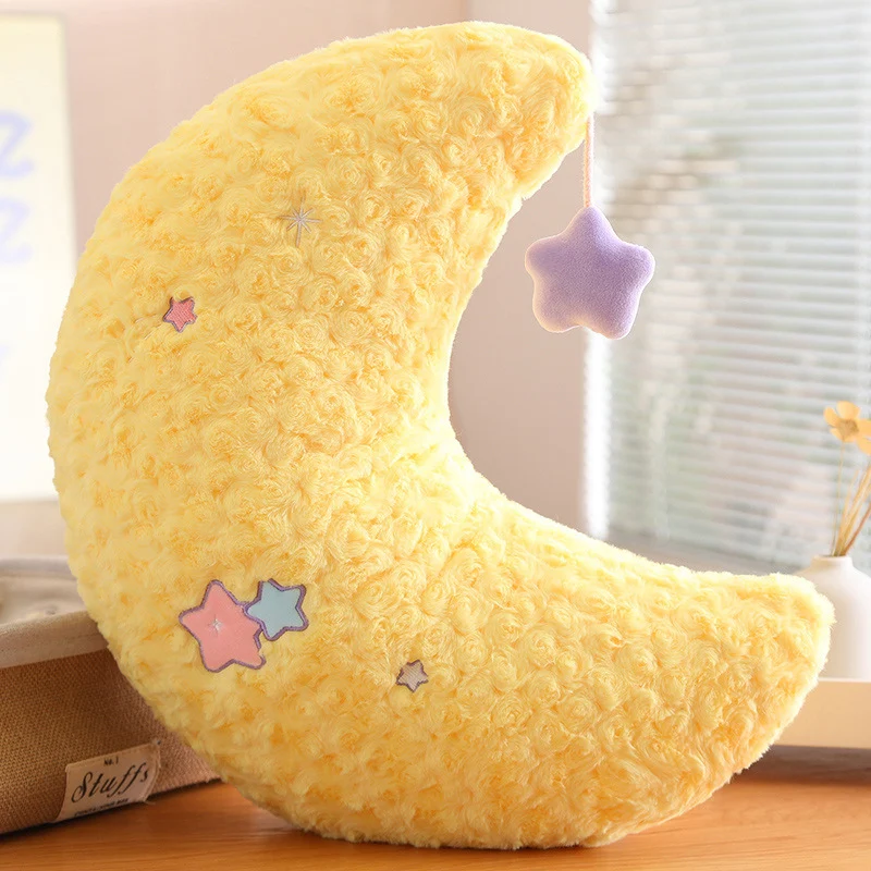 Travesseiro de Estrelas para Meninas Dormir Pelúcia de Lua Conforto e tranquilidade para a hora de dormir, um brinquedo de pelúcia macio e fofo — foto 13