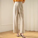 Calças Plaid de Perna Larga Femininas Cintura Alta Primavera Conforto e Estilo para um Visual Moderno e Sofisticado. — foto 1