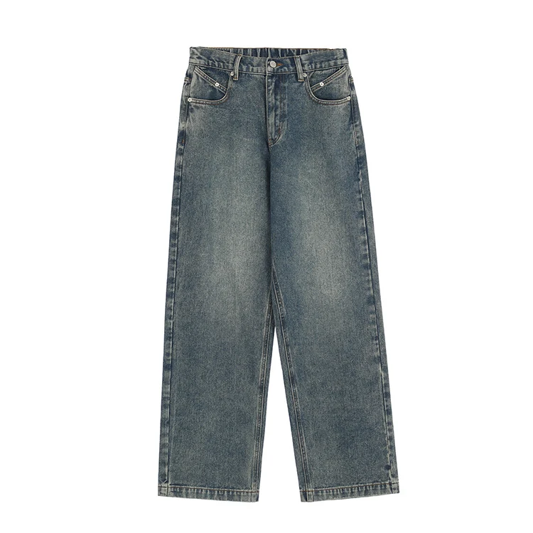 Title 2, Jeans anchos de mujer estilo americano, azul os...
