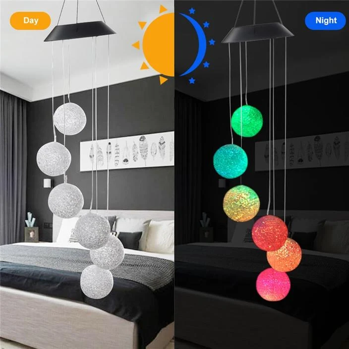 Color Changing Solar Powered Wind Chime Crystal Ball Hummingbird Butterfly Waterproof Outdoor Windchime Light For Patio. — photo 12