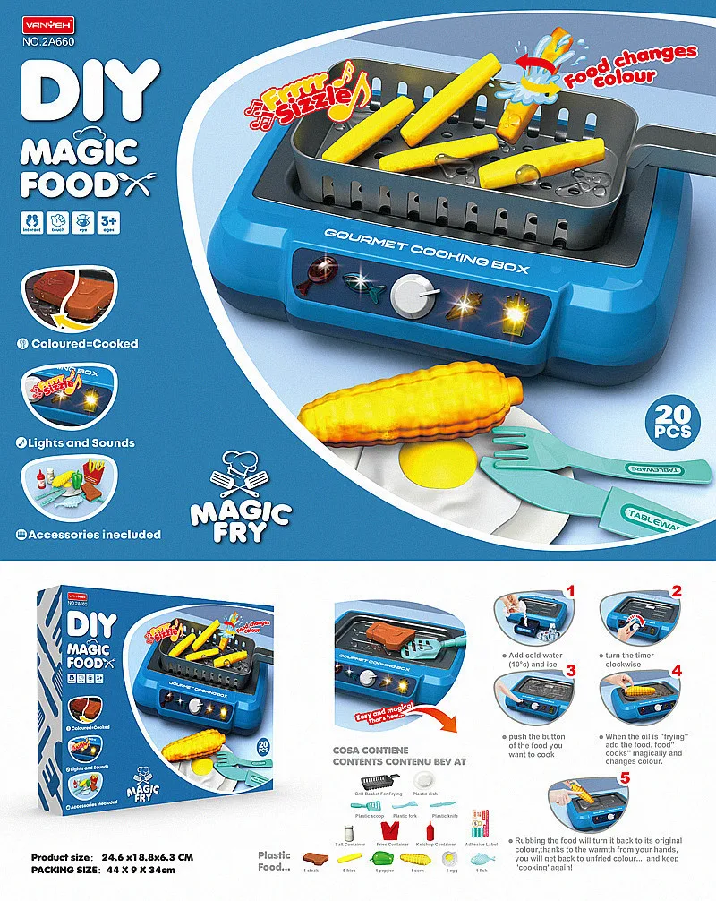 Induction Kitchen Cooking Toys DIY Children's Play House Toy Food Recognize Color Change Toys Kids Gifts. Interactive fu — photo 6