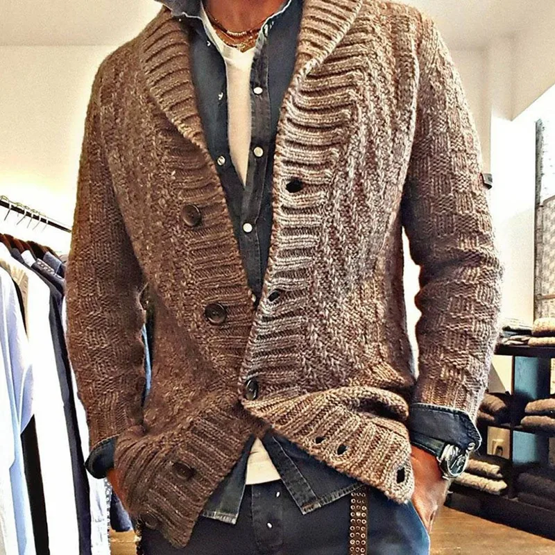 Thickened long-sleeved slim brown lapel cardigan jacket for women. Provides warmth and a stylish, fitted look for any oc — photo 8