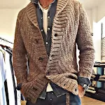 Thickened long-sleeved slim brown lapel cardigan jacket for women. Provides warmth and a stylish, fitted look for any oc — photo 8