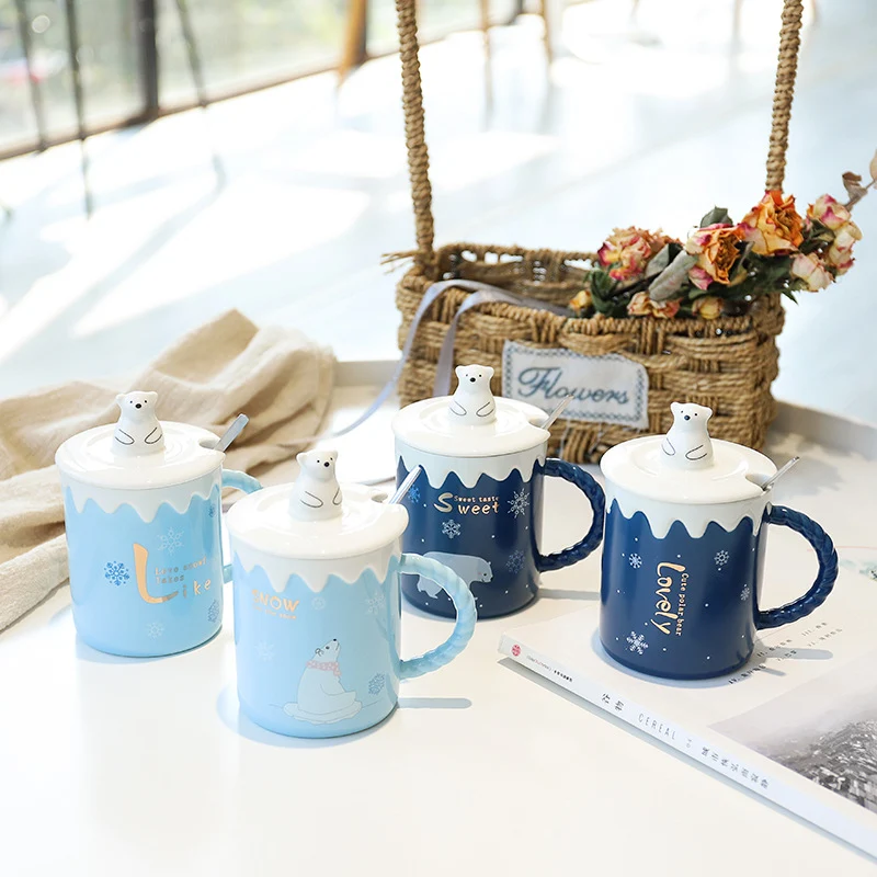 Taza de agua navideña de cerámica con diseño de oso polar de dibujos animados, ideal para bebidas festivas y un regalo adorable para la temporada. — foto 9