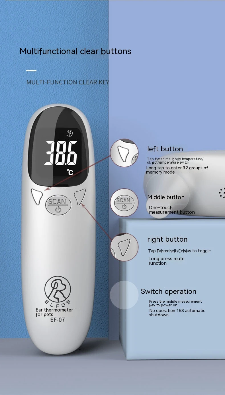 Pet Precision Infrarot-Thermometer Berührungslose Temperaturmessung für Haustiere Schnelle Ergebnisse Digitalanzeige Ideal für Tierärzte und Besitzer — foto 7