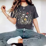 Europese en Amerikaanse zomer dames T-shirt met bloemenprint en korte mouwen, ideaal voor een zomerse en casual look. — foto 1