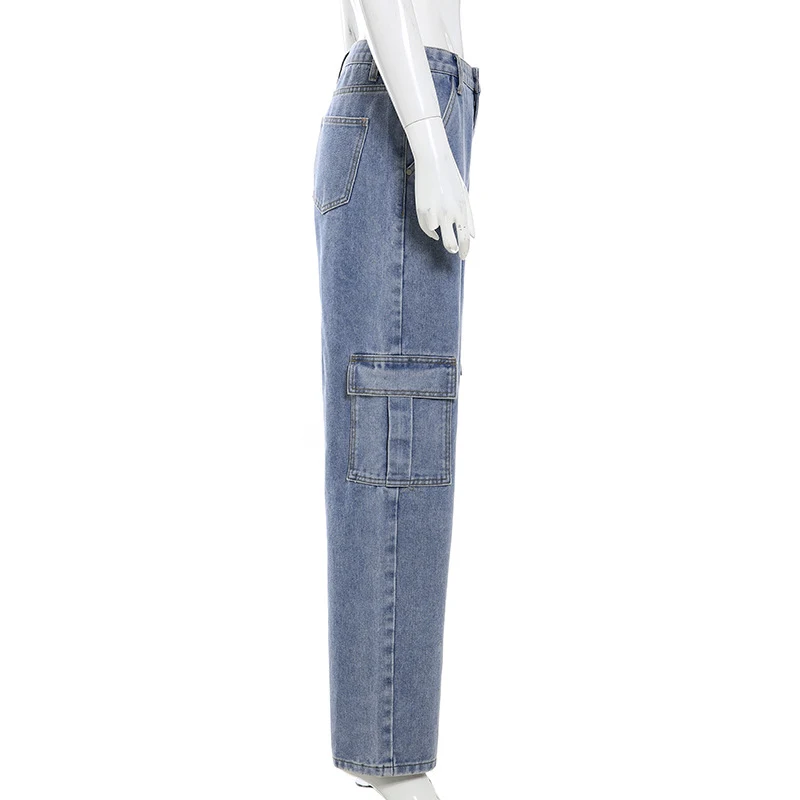 Title 10, Pantalones rectos de mezclilla para mujer. Ajus...